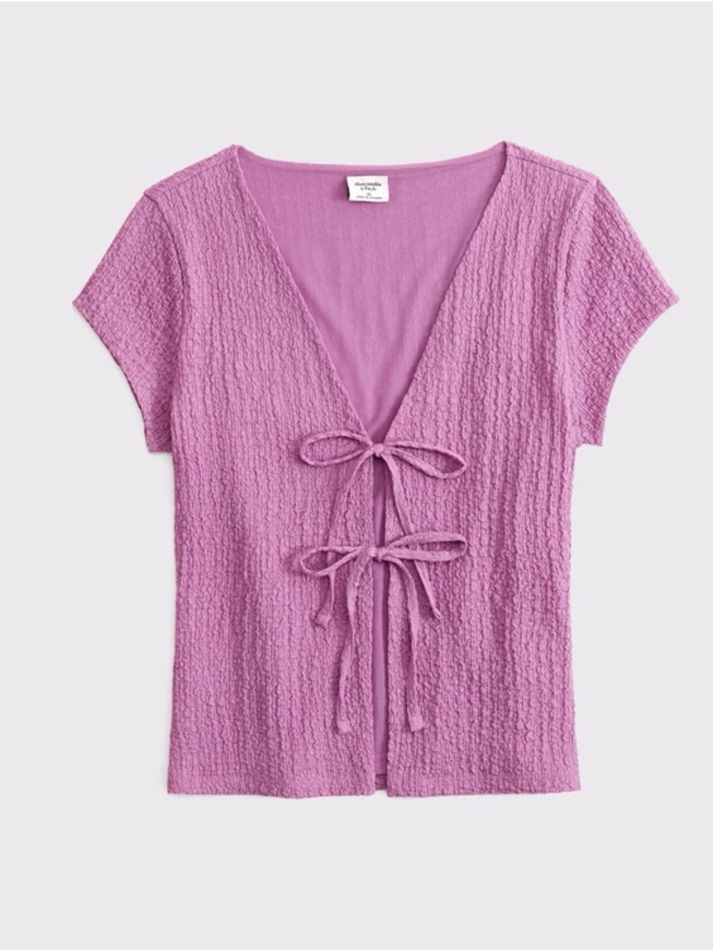 Abercrombie & Fitch pink Textured Tie-Front Top
